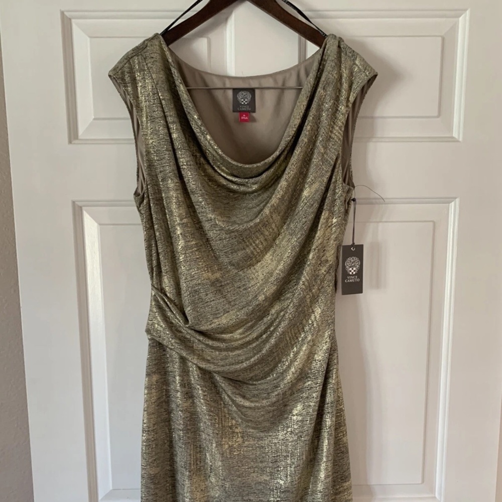 NWT Vince Camuto Gold and Black Metallic Dress